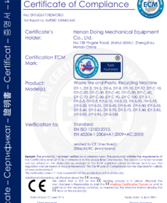 patent for tire oil refining equipment